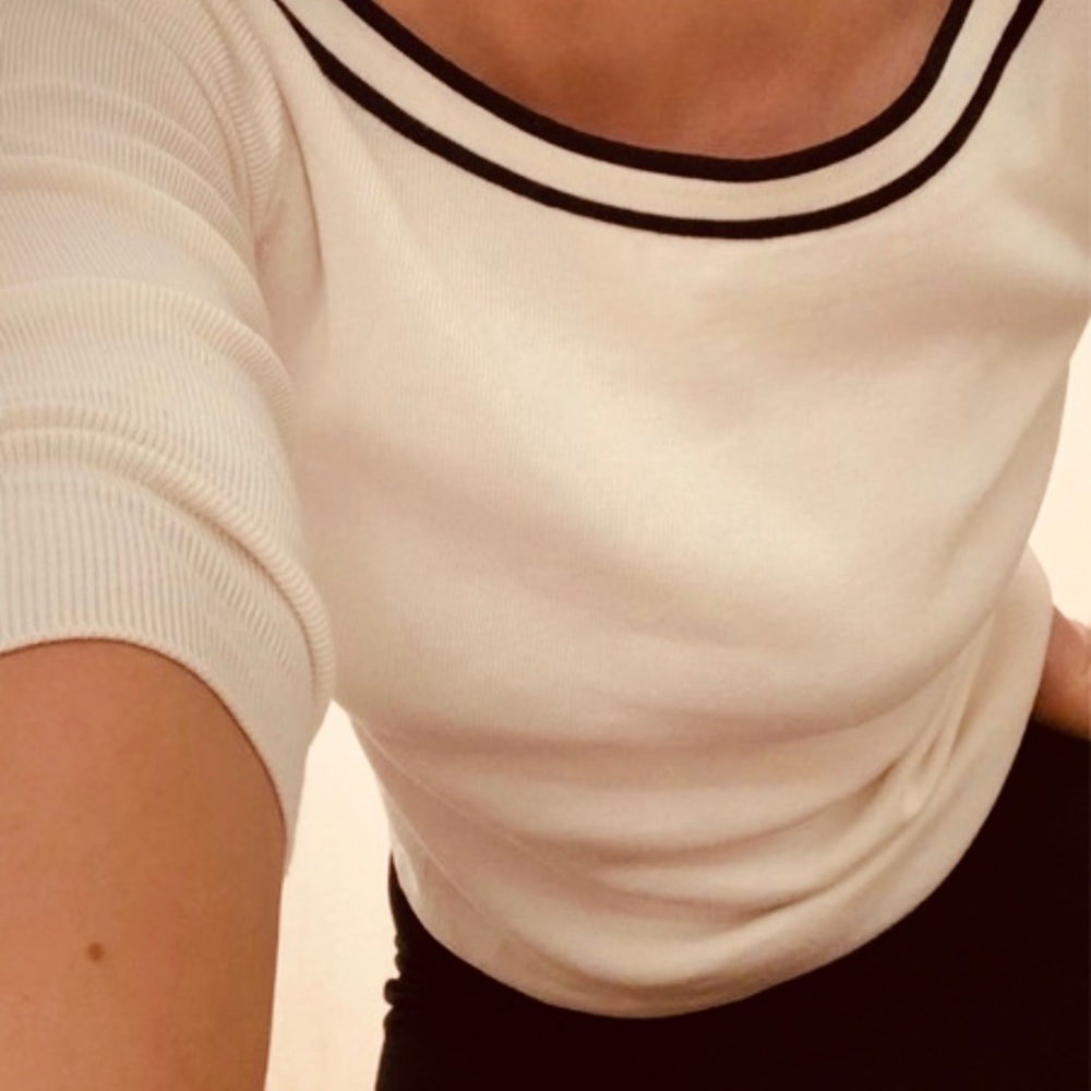Talbots XS 3/4 Sleeve black and white Sweater